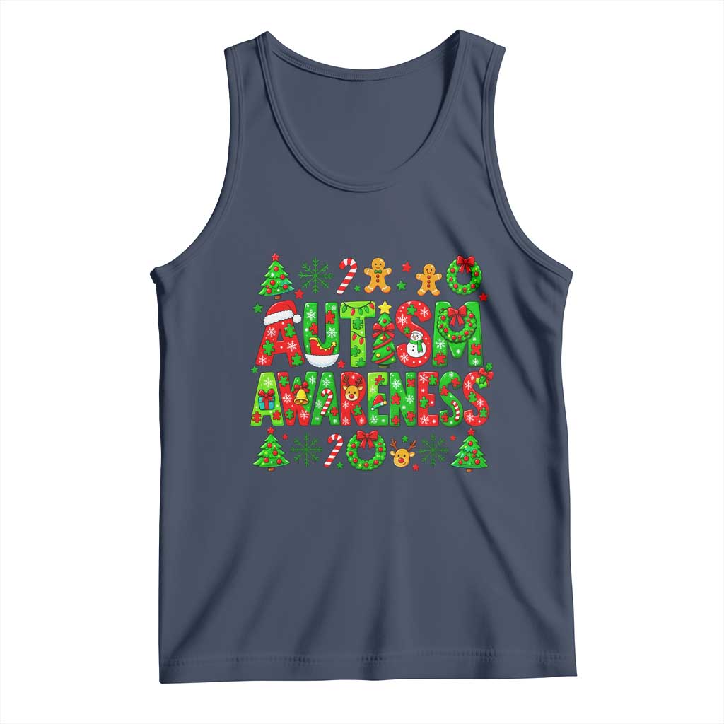 Autism Christmas Support Tank Top Spreading Acceptance Holiday Season TS12