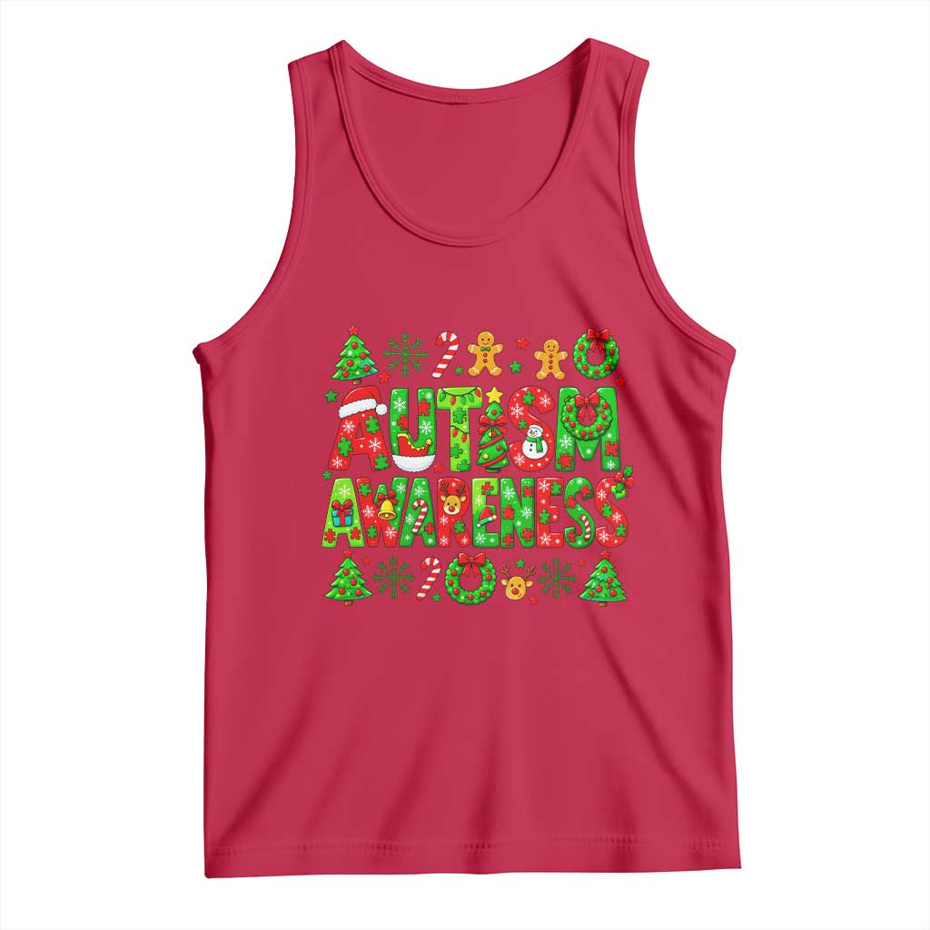 Autism Christmas Support Tank Top Spreading Acceptance Holiday Season TS12