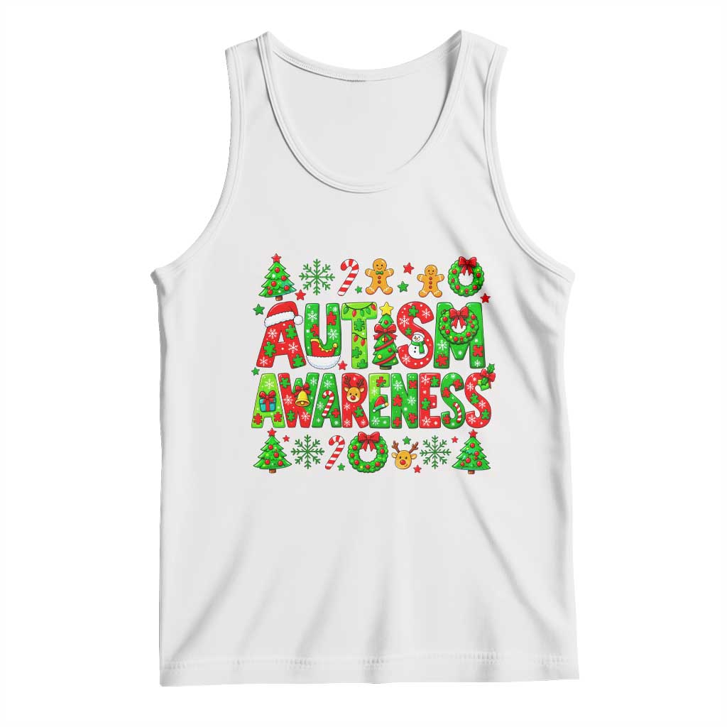 Autism Christmas Support Tank Top Spreading Acceptance Holiday Season TS12