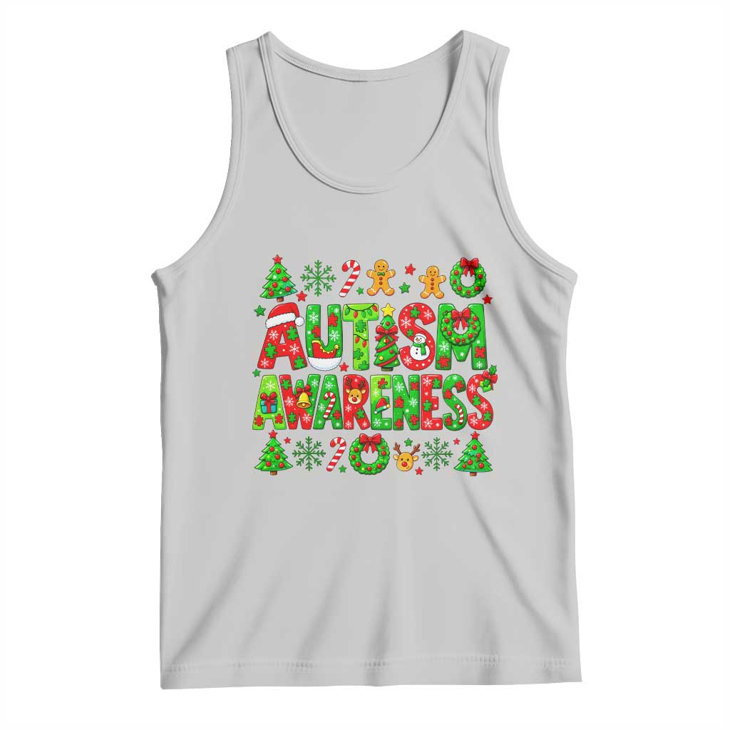 Autism Christmas Support Tank Top Spreading Acceptance Holiday Season TS12