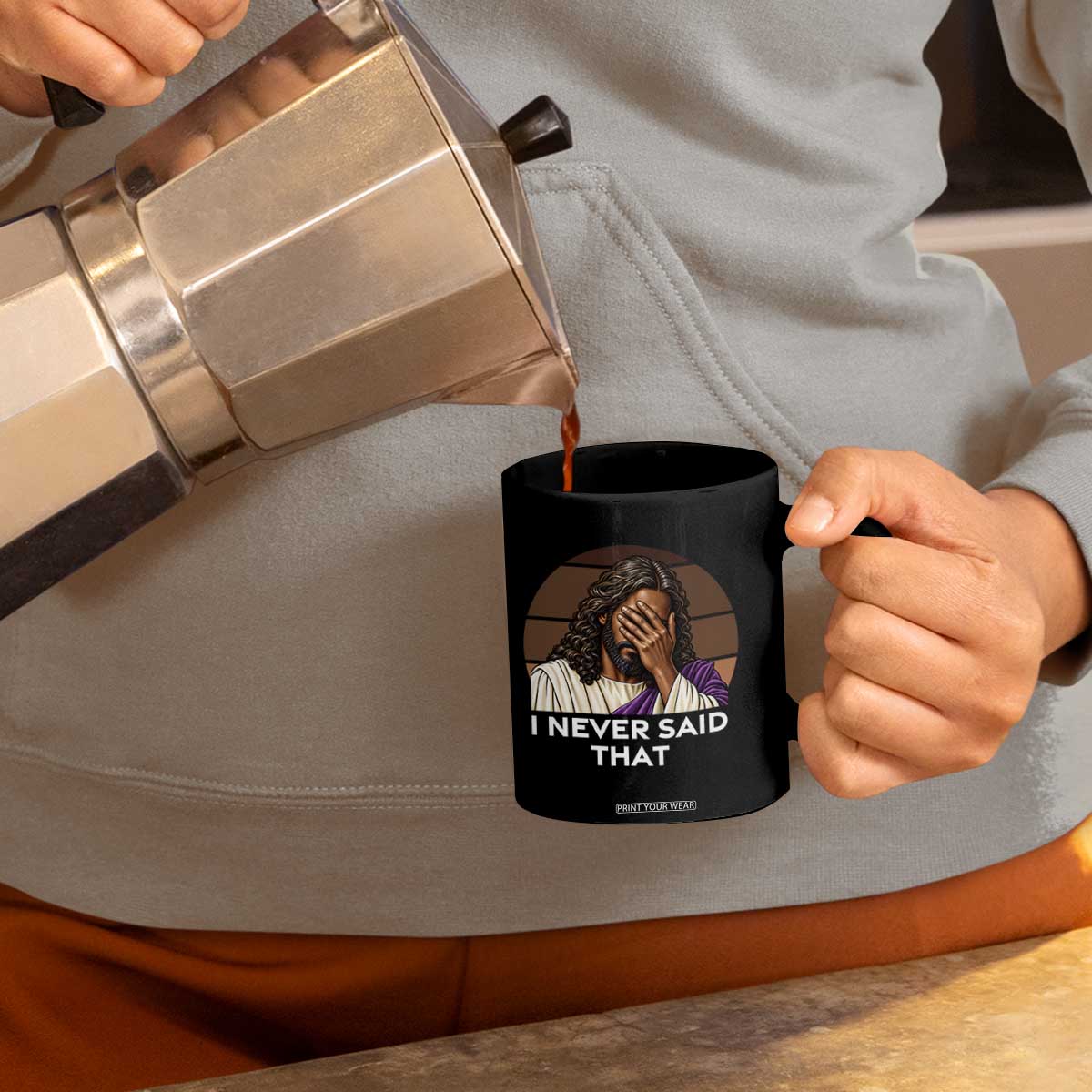 Black Jesus Christian Humor Coffee Mug I Never Said That Gift TS12