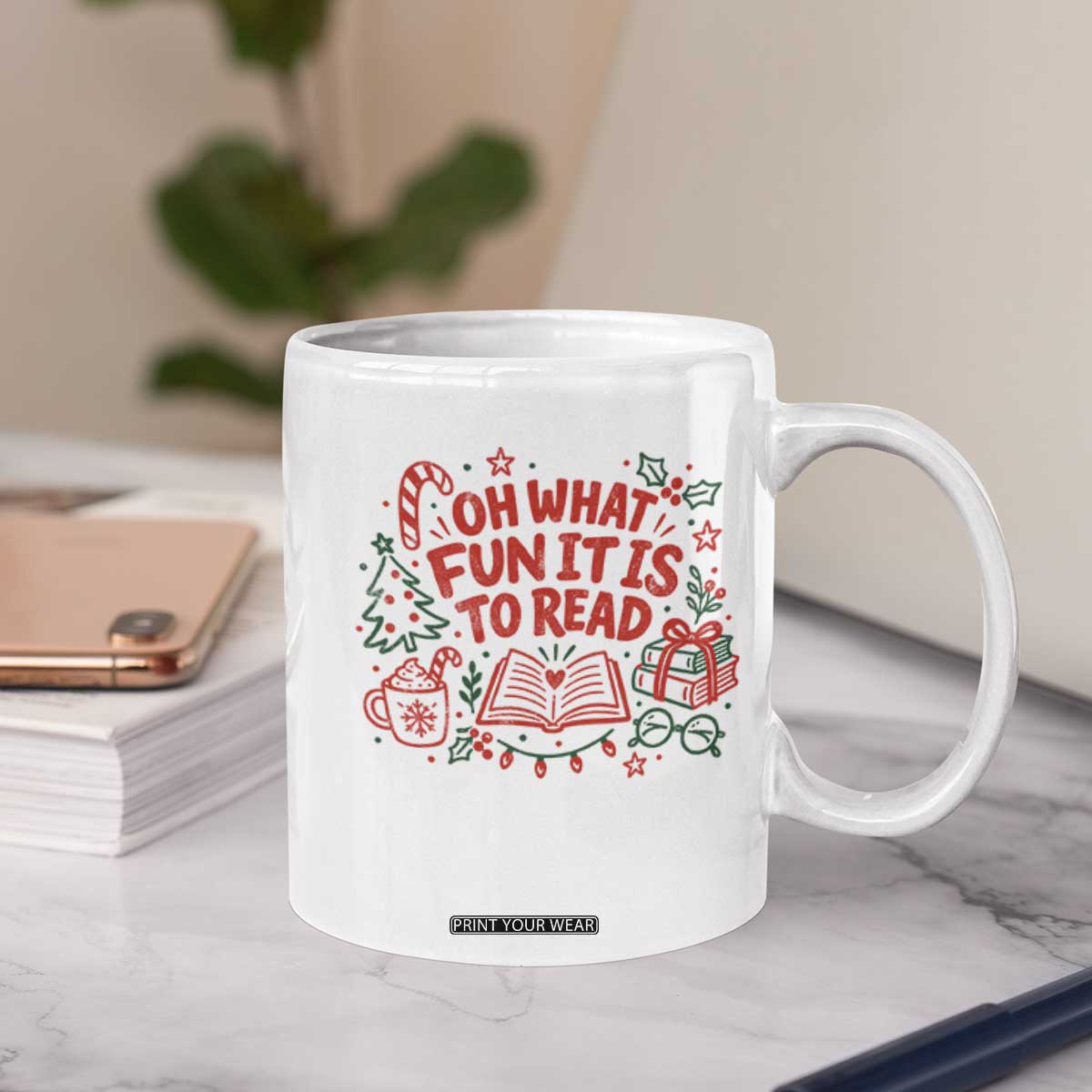 Book Lover Christmas Coffee Mug Gift For Reader Teacher Oh What Fun It Is To Read Graphic TS10