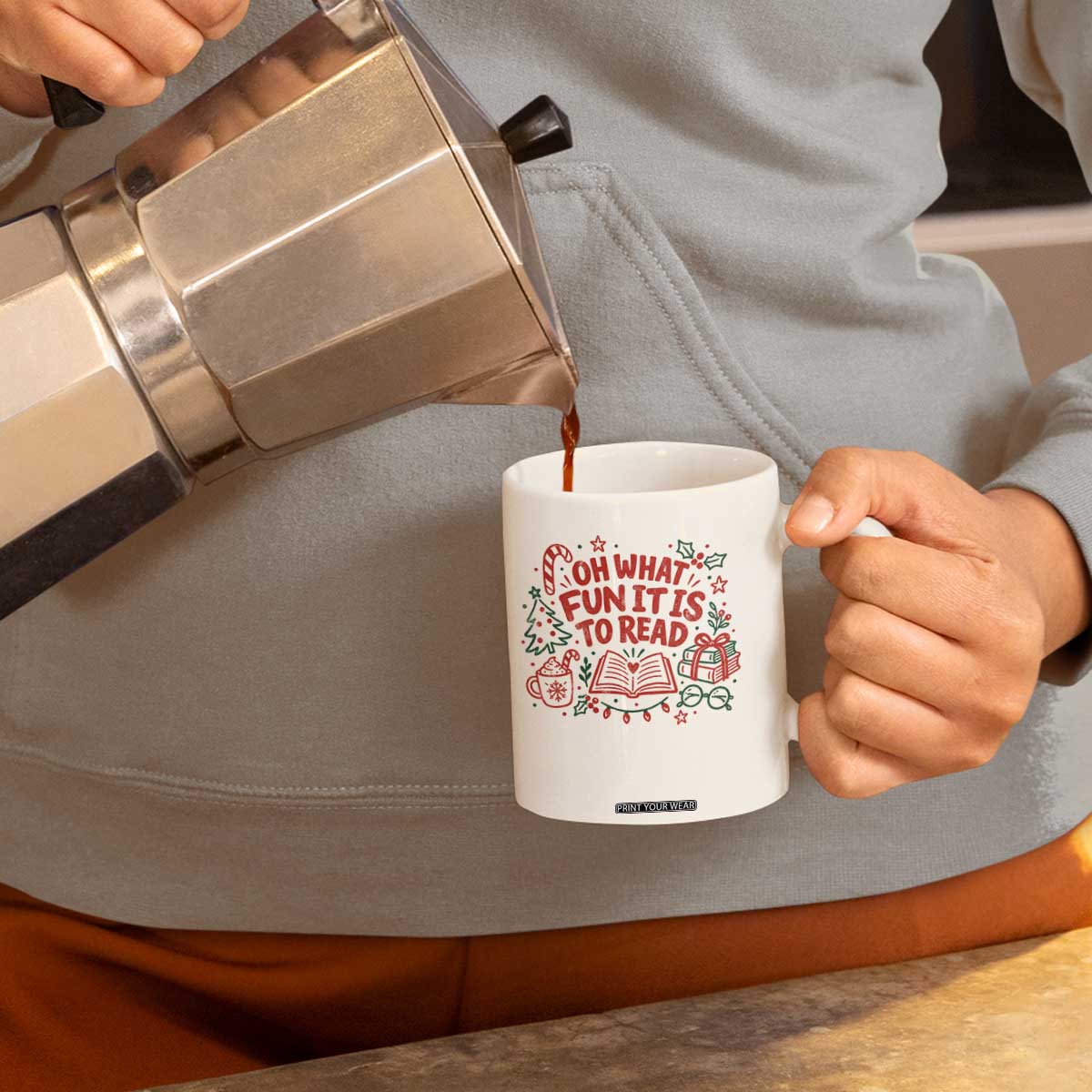 Book Lover Christmas Coffee Mug Gift For Reader Teacher Oh What Fun It Is To Read Graphic TS10