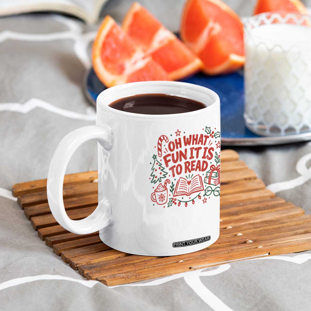 Book Lover Christmas Coffee Mug Gift For Reader Teacher Oh What Fun It Is To Read Graphic TS10