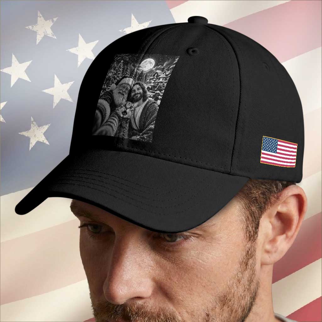 Cat Selfie with Jesus and Santa Funny Christmas Baseball Cap TS11