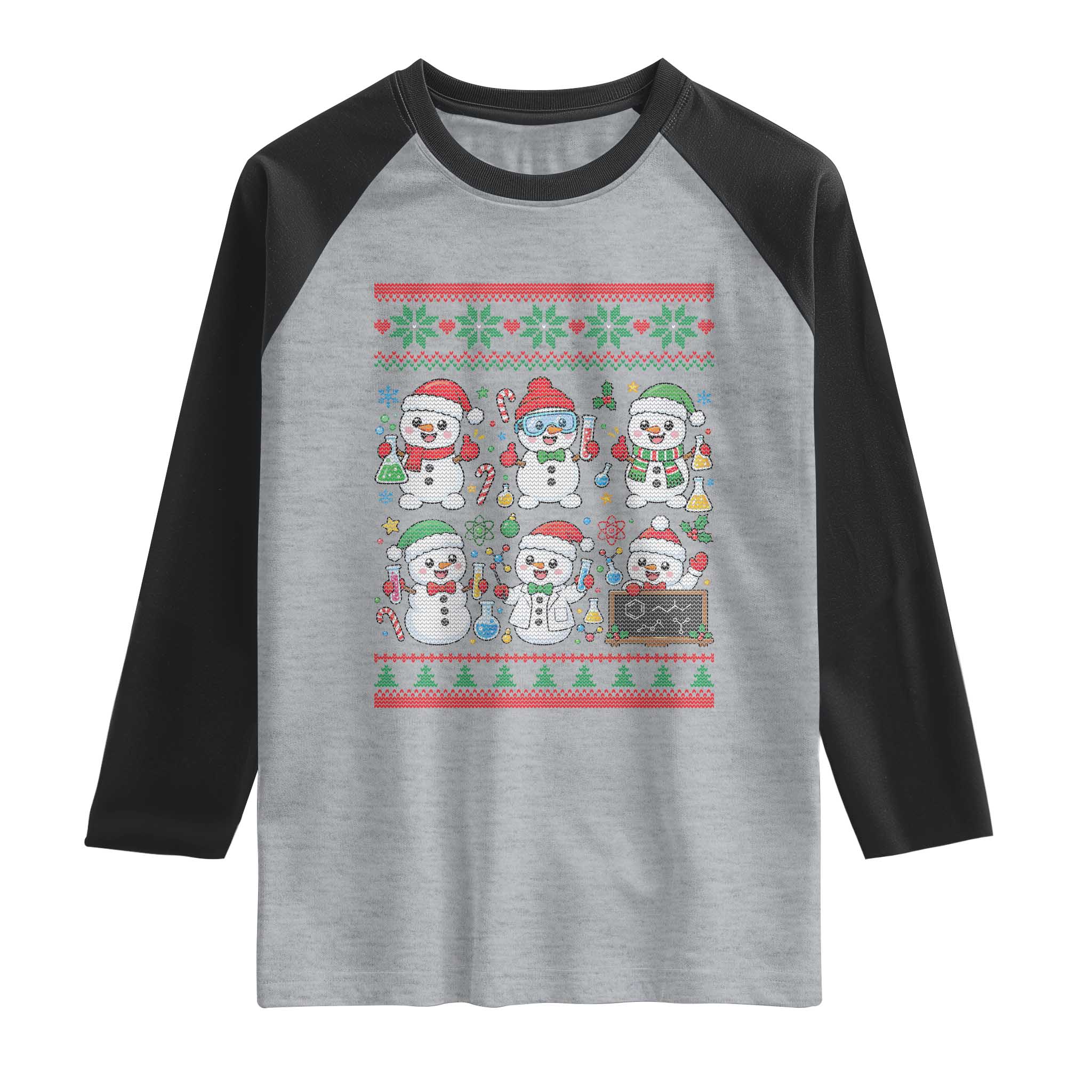 Chemistry Science Snowman Raglan Shirt Laboratory Teacher Christmas Gift TS12