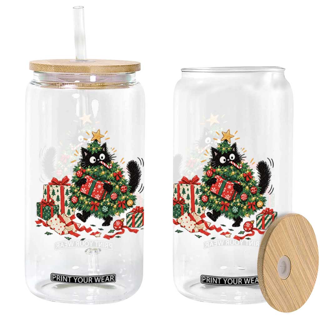 Christmas Black Cat Glass Can Funny Mischievous Pet Tree Decorating Holiday TS10