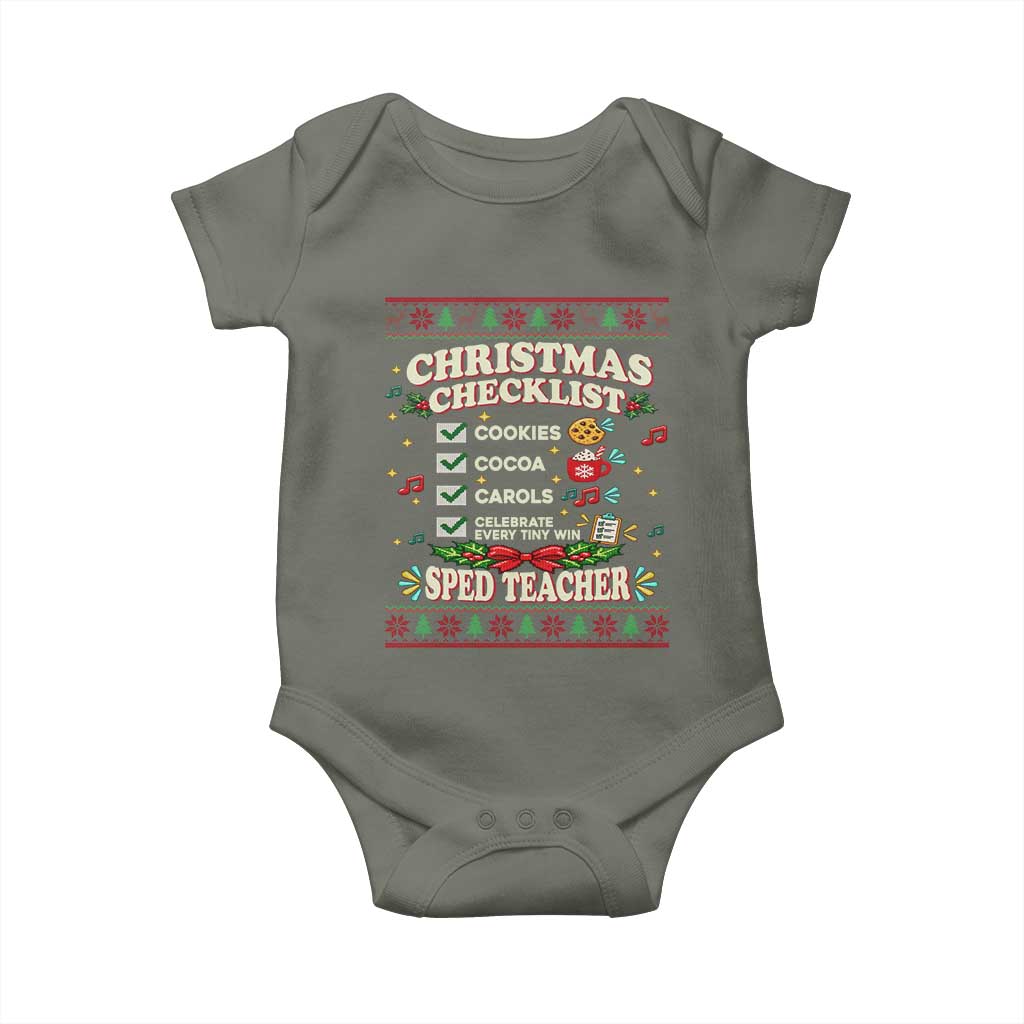 Christmas Checklist SPED Teacher Baby Onesie Celebrate Every Tiny Win TS12