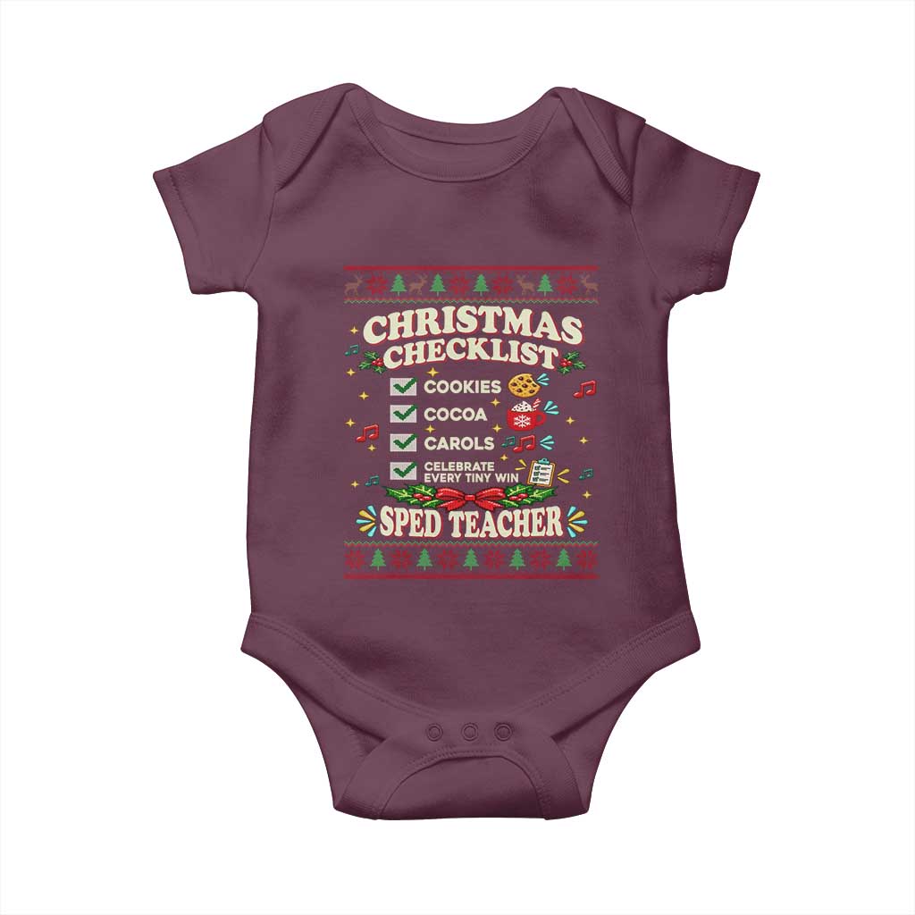 Christmas Checklist SPED Teacher Baby Onesie Celebrate Every Tiny Win TS12