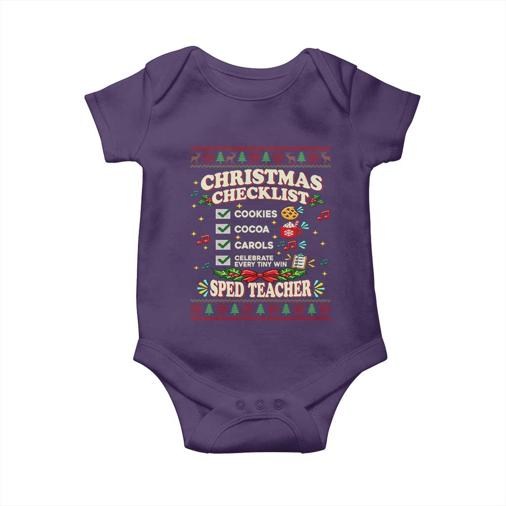 Christmas Checklist SPED Teacher Baby Onesie Celebrate Every Tiny Win TS12