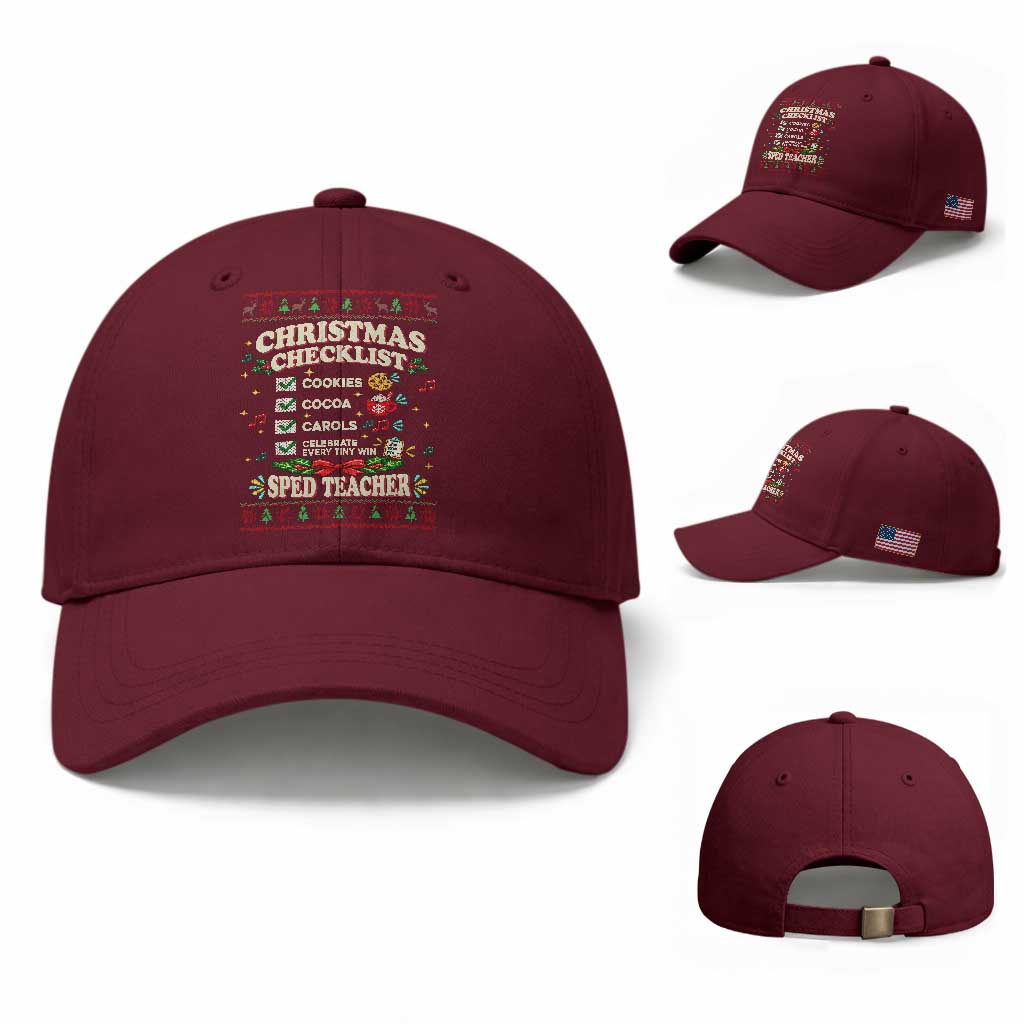 Christmas Checklist SPED Teacher Baseball Cap Celebrate Every Tiny Win TS12