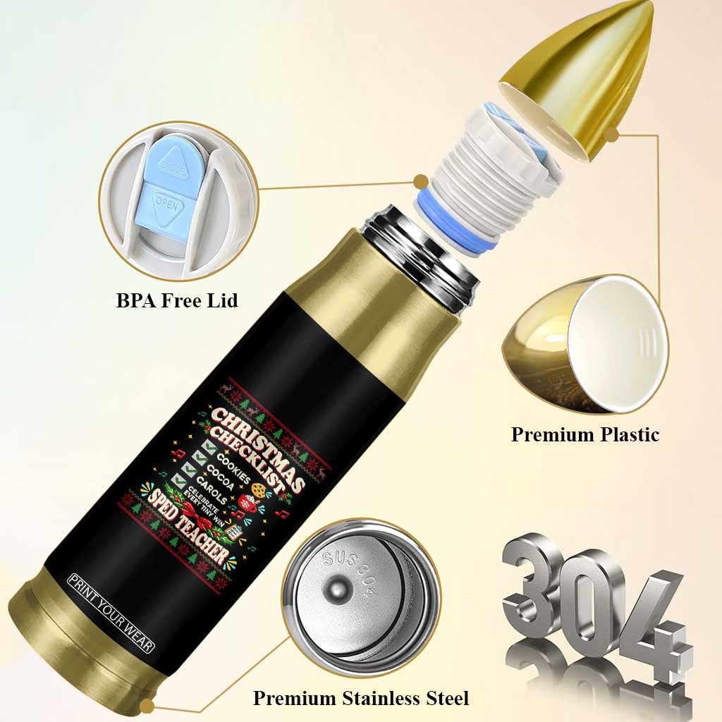 Christmas Checklist SPED Teacher Bullet Tumbler Celebrate Every Tiny Win TS12