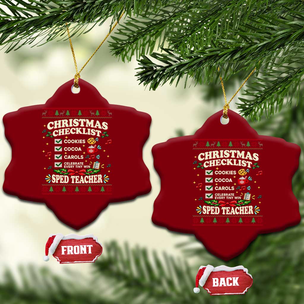 Christmas Checklist SPED Teacher Ceramic Ornament Celebrate Every Tiny Win TS12