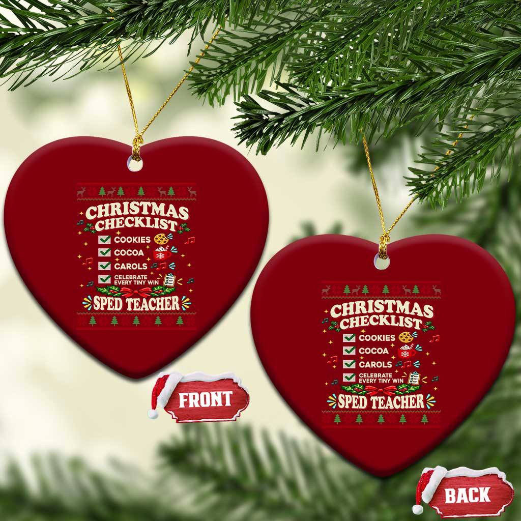 Christmas Checklist SPED Teacher Ceramic Ornament Celebrate Every Tiny Win TS12