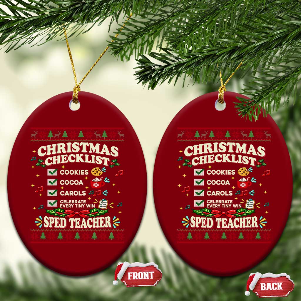 Christmas Checklist SPED Teacher Ceramic Ornament Celebrate Every Tiny Win TS12