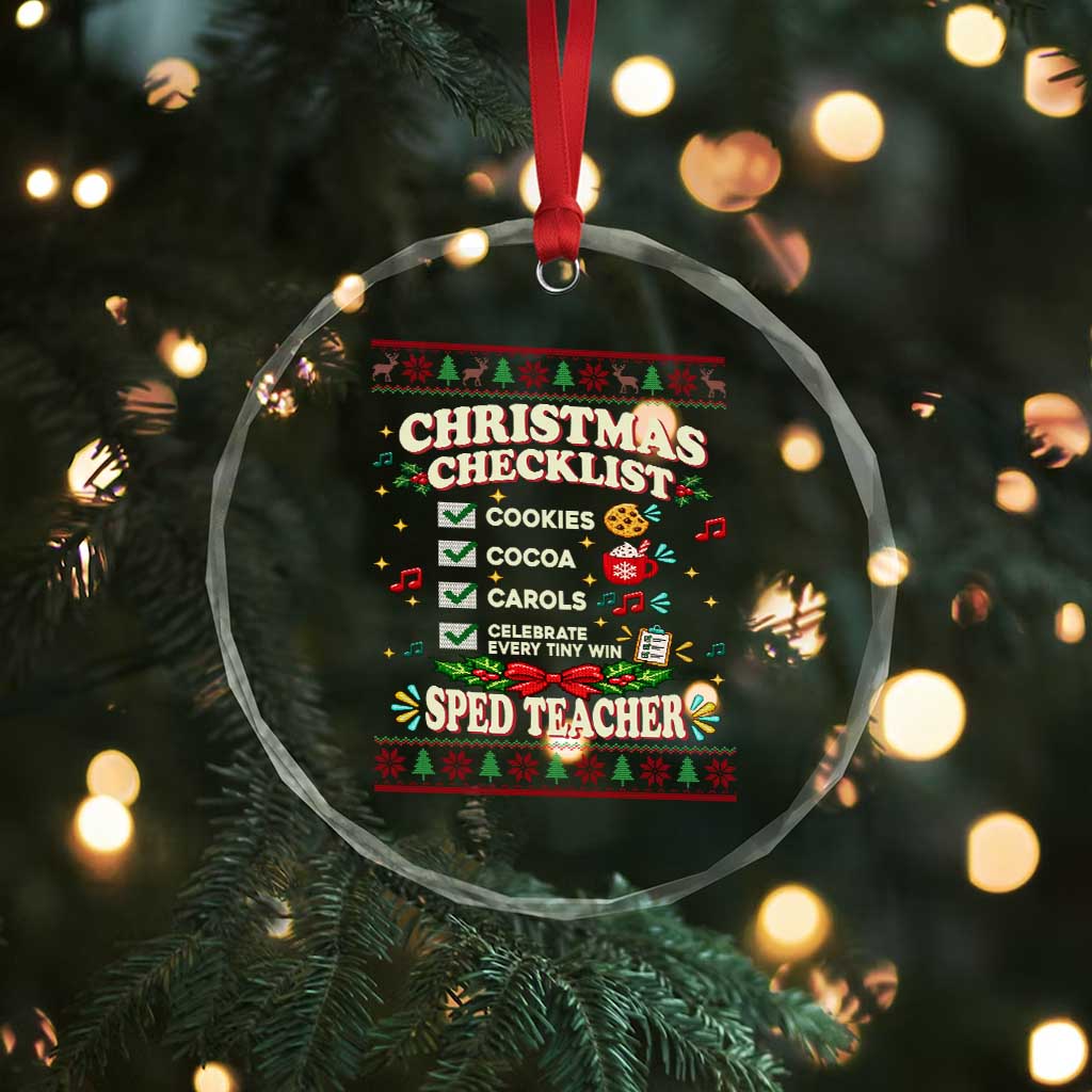 Christmas Checklist SPED Teacher Crystal Glass Ornament Celebrate Every Tiny Win TS12