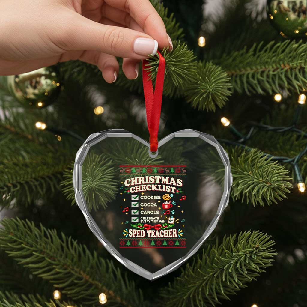 Christmas Checklist SPED Teacher Crystal Glass Ornament Celebrate Every Tiny Win TS12