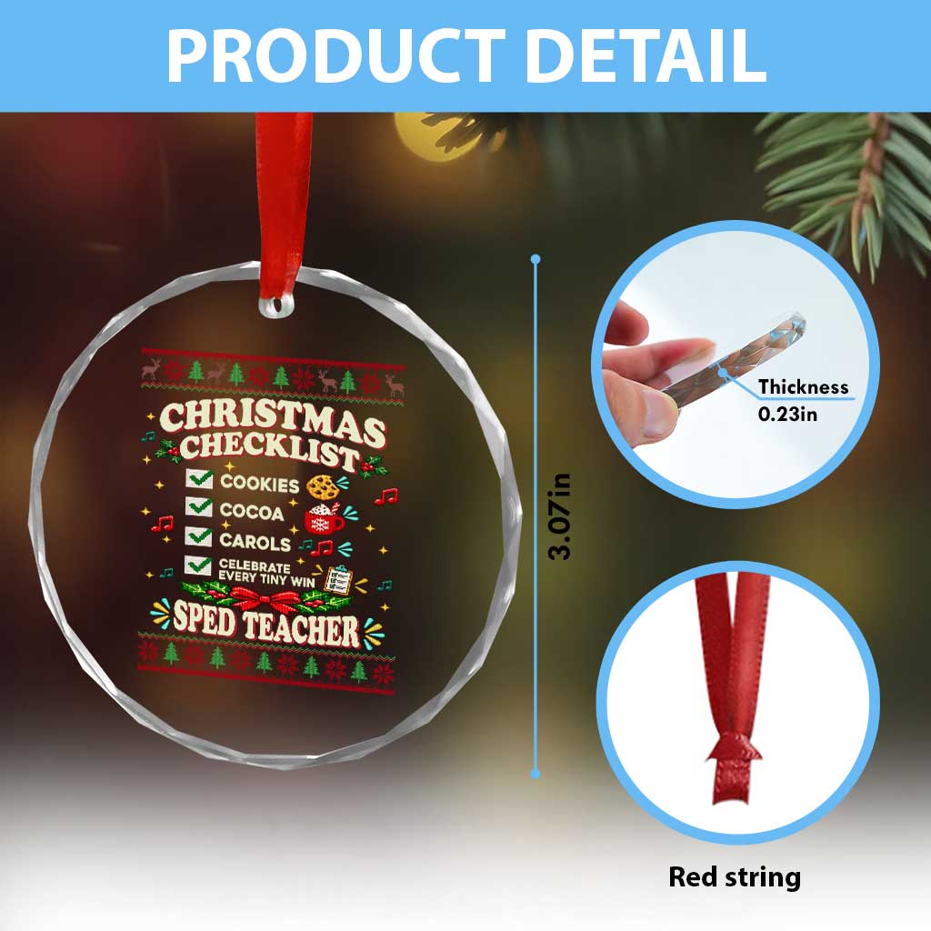 Christmas Checklist SPED Teacher Crystal Glass Ornament Celebrate Every Tiny Win TS12