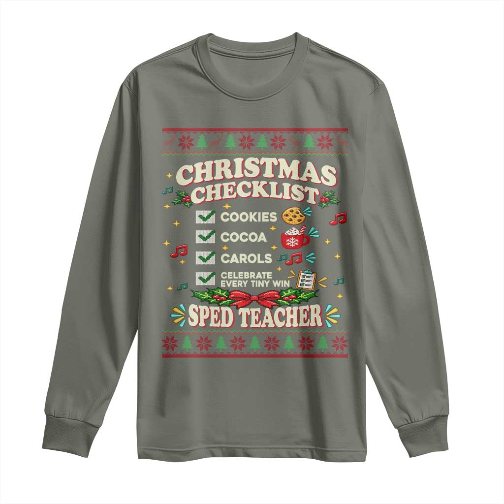 Christmas Checklist SPED Teacher Long Sleeve Shirt Celebrate Every Tiny Win TS12