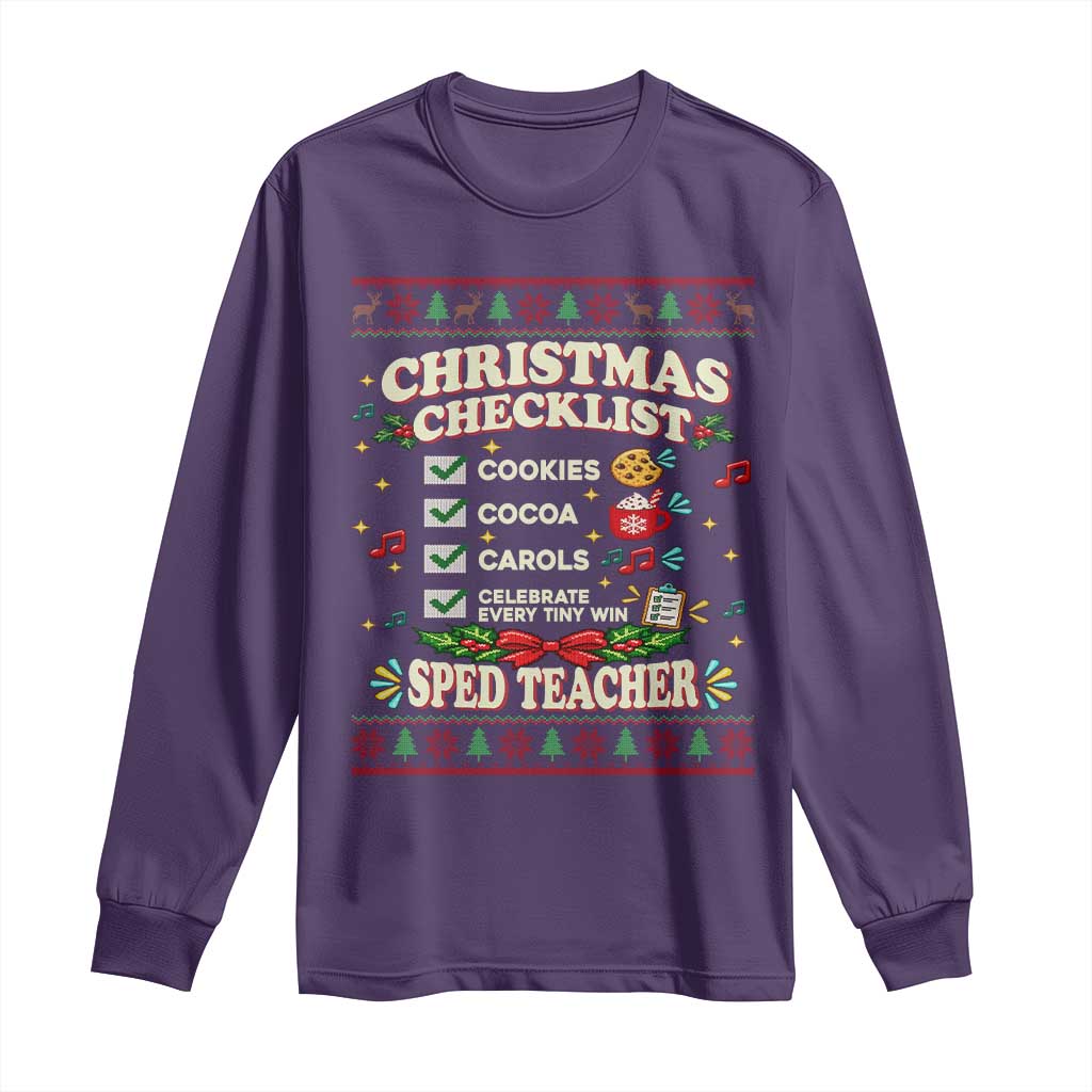 Christmas Checklist SPED Teacher Long Sleeve Shirt Celebrate Every Tiny Win TS12