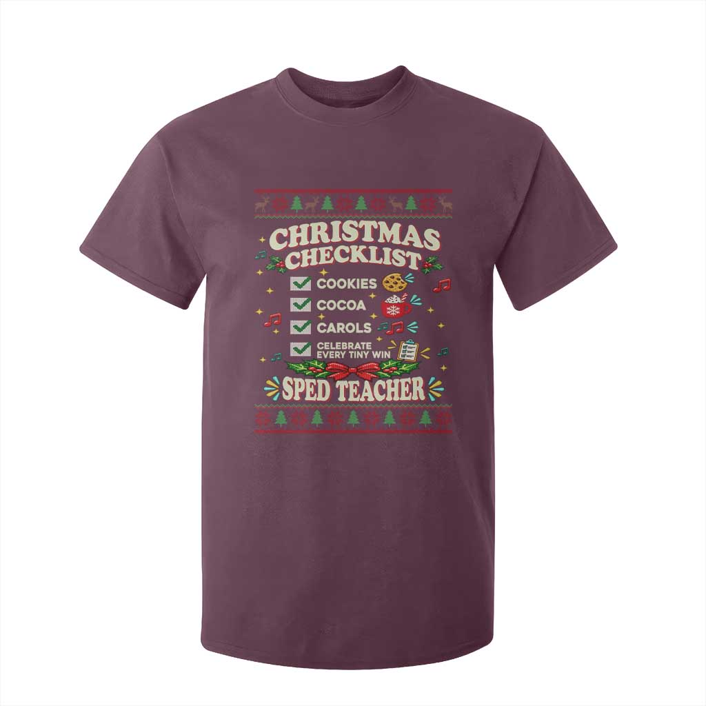 Christmas Checklist SPED Teacher T Shirt For Kid Celebrate Every Tiny Win TS12