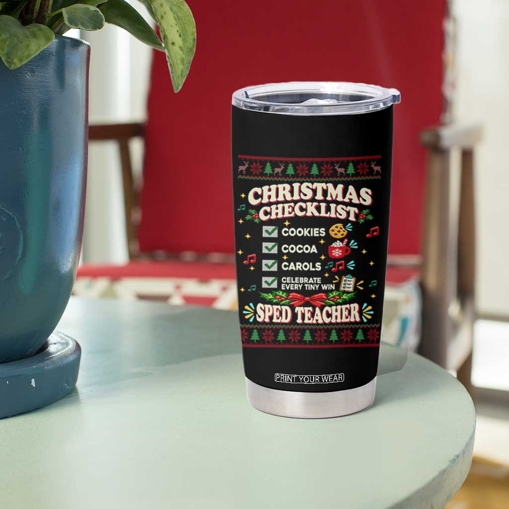 Christmas Checklist SPED Teacher Tumbler Cup Celebrate Every Tiny Win TS12