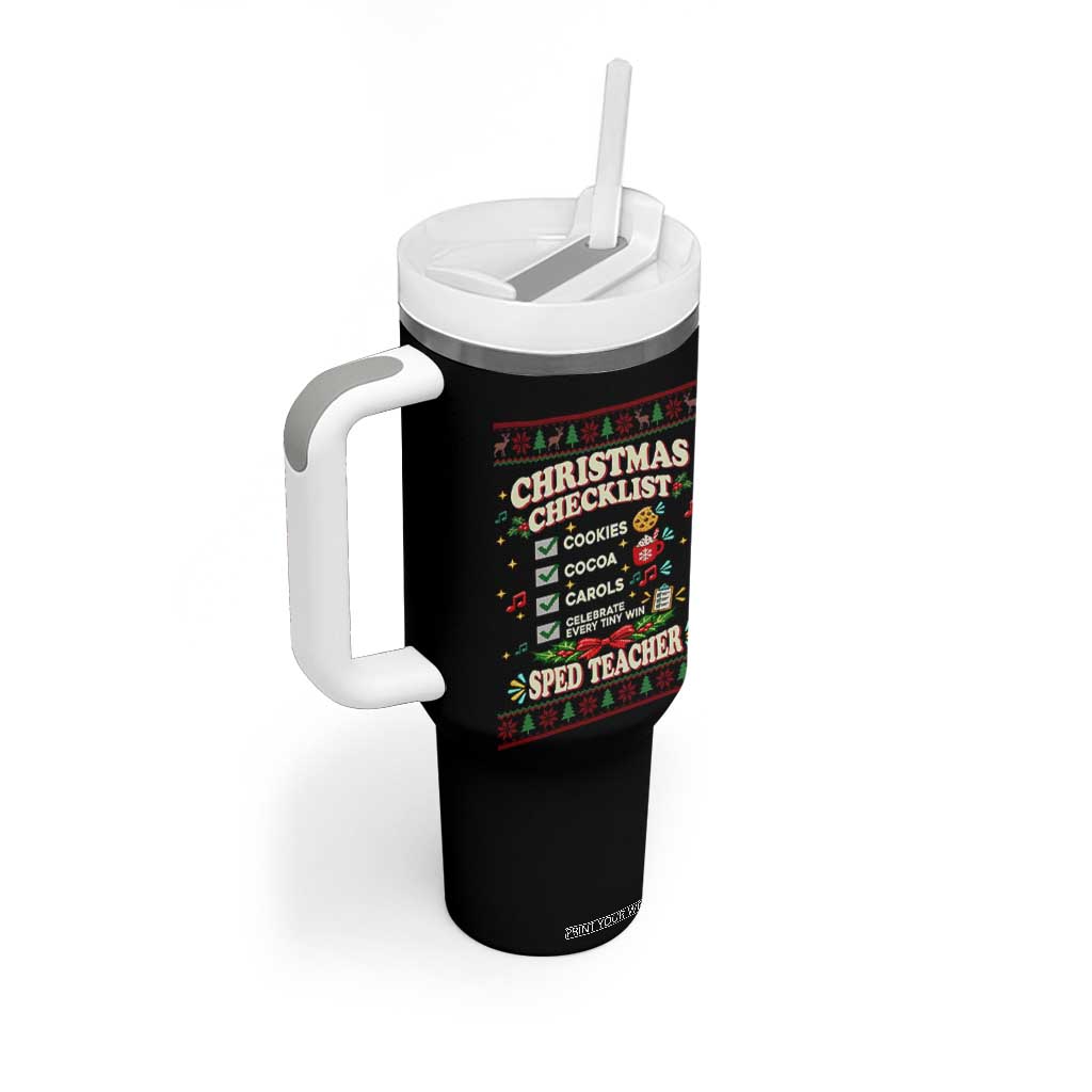 Christmas Checklist SPED Teacher Tumbler With Handle Celebrate Every Tiny Win TS12