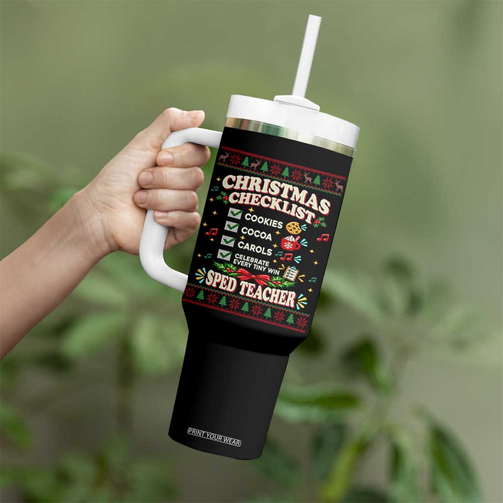 Christmas Checklist SPED Teacher Tumbler With Handle Celebrate Every Tiny Win TS12