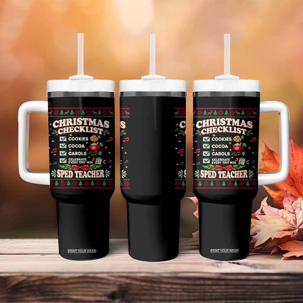 Christmas Checklist SPED Teacher Tumbler With Handle Celebrate Every Tiny Win TS12