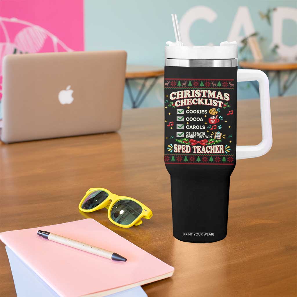 Christmas Checklist SPED Teacher Tumbler With Handle Celebrate Every Tiny Win TS12