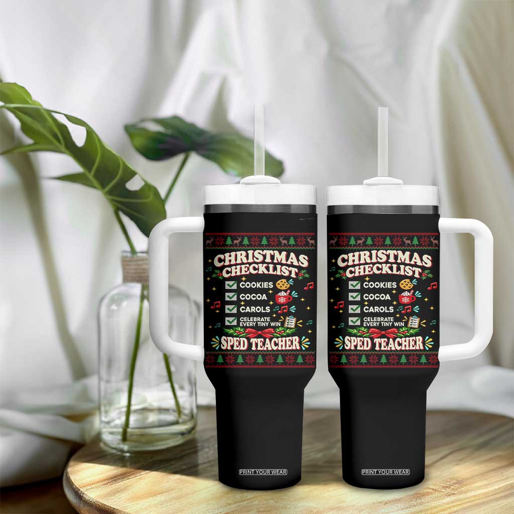 Christmas Checklist SPED Teacher Tumbler With Handle Celebrate Every Tiny Win TS12