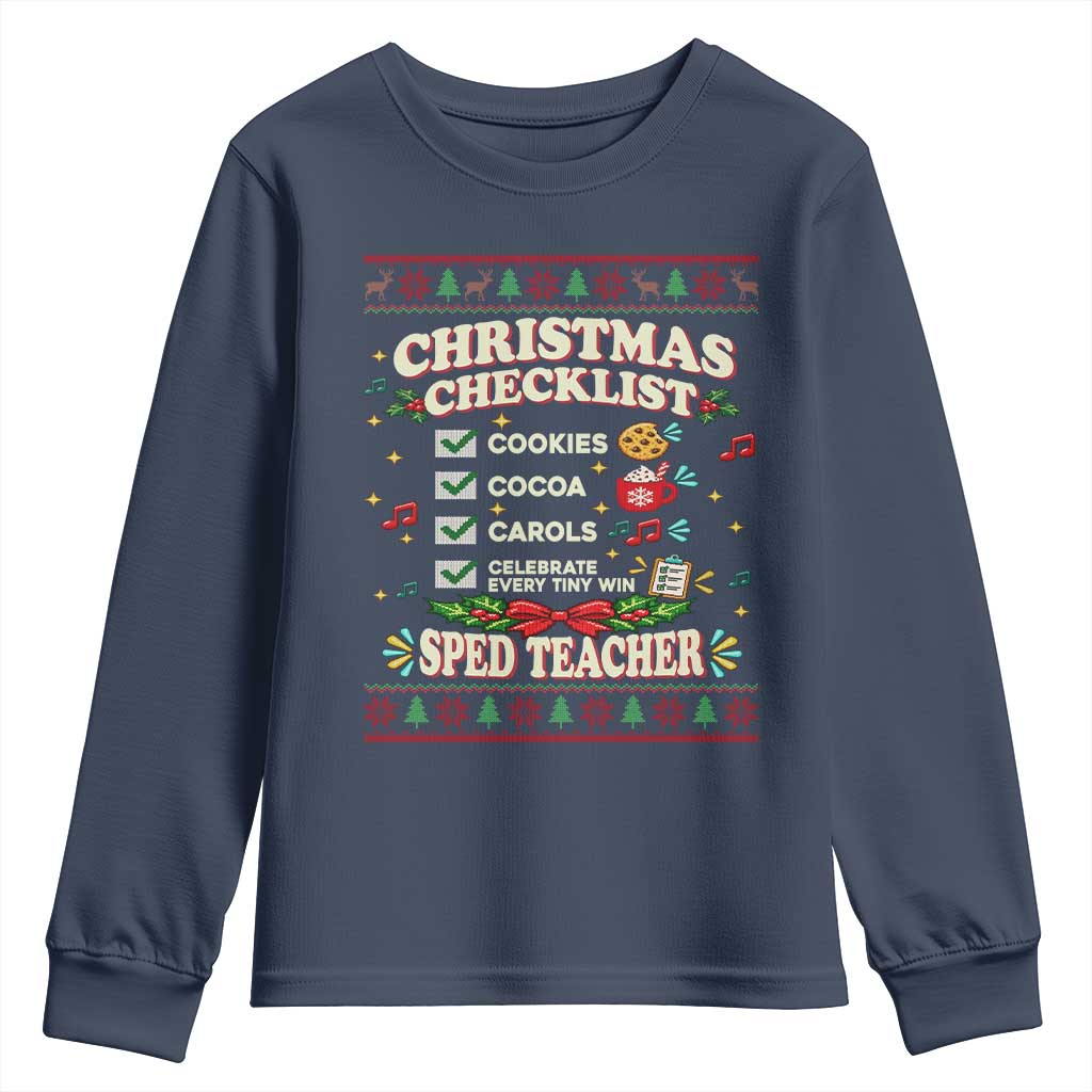 Christmas Checklist SPED Teacher Youth Sweatshirt Celebrate Every Tiny Win TS12