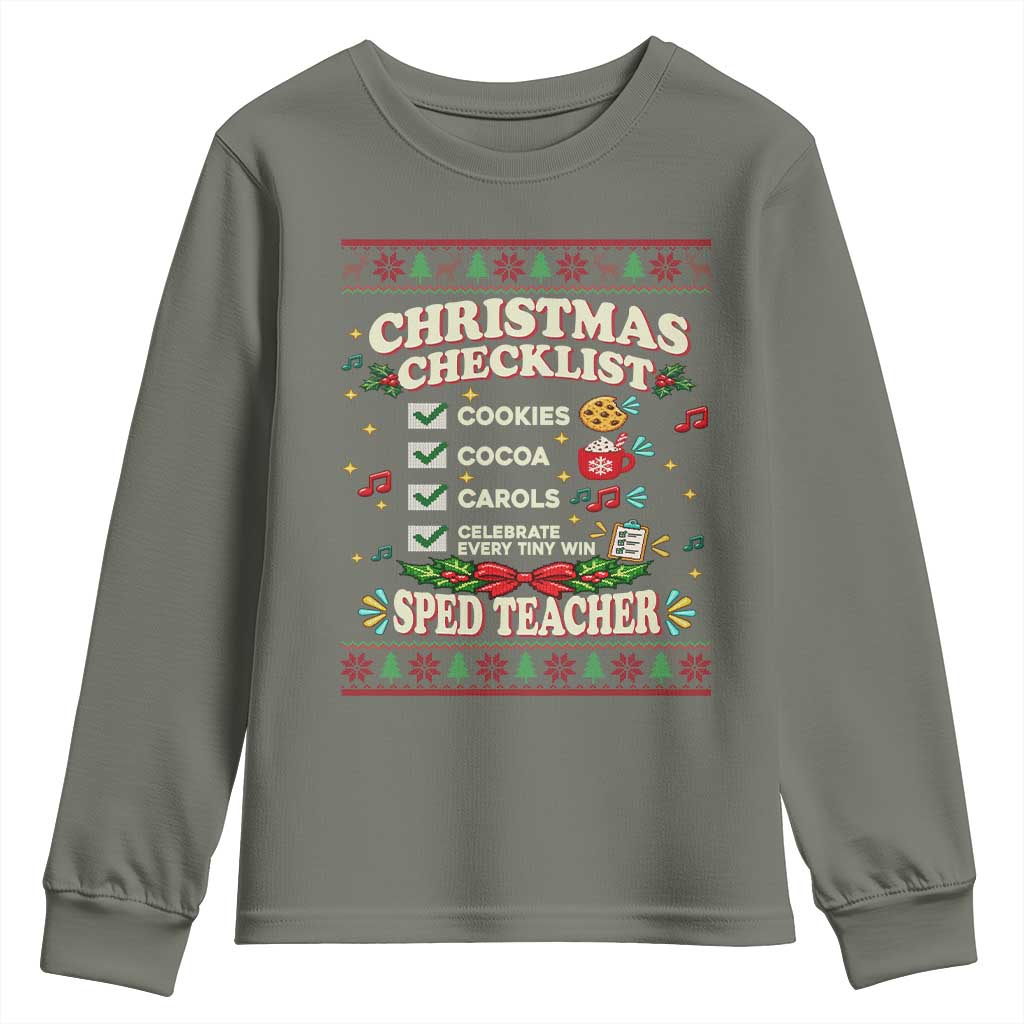 Christmas Checklist SPED Teacher Youth Sweatshirt Celebrate Every Tiny Win TS12