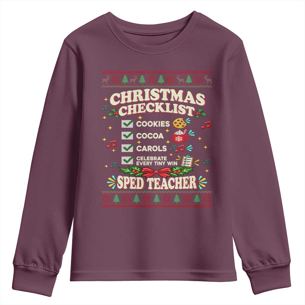 Christmas Checklist SPED Teacher Youth Sweatshirt Celebrate Every Tiny Win TS12