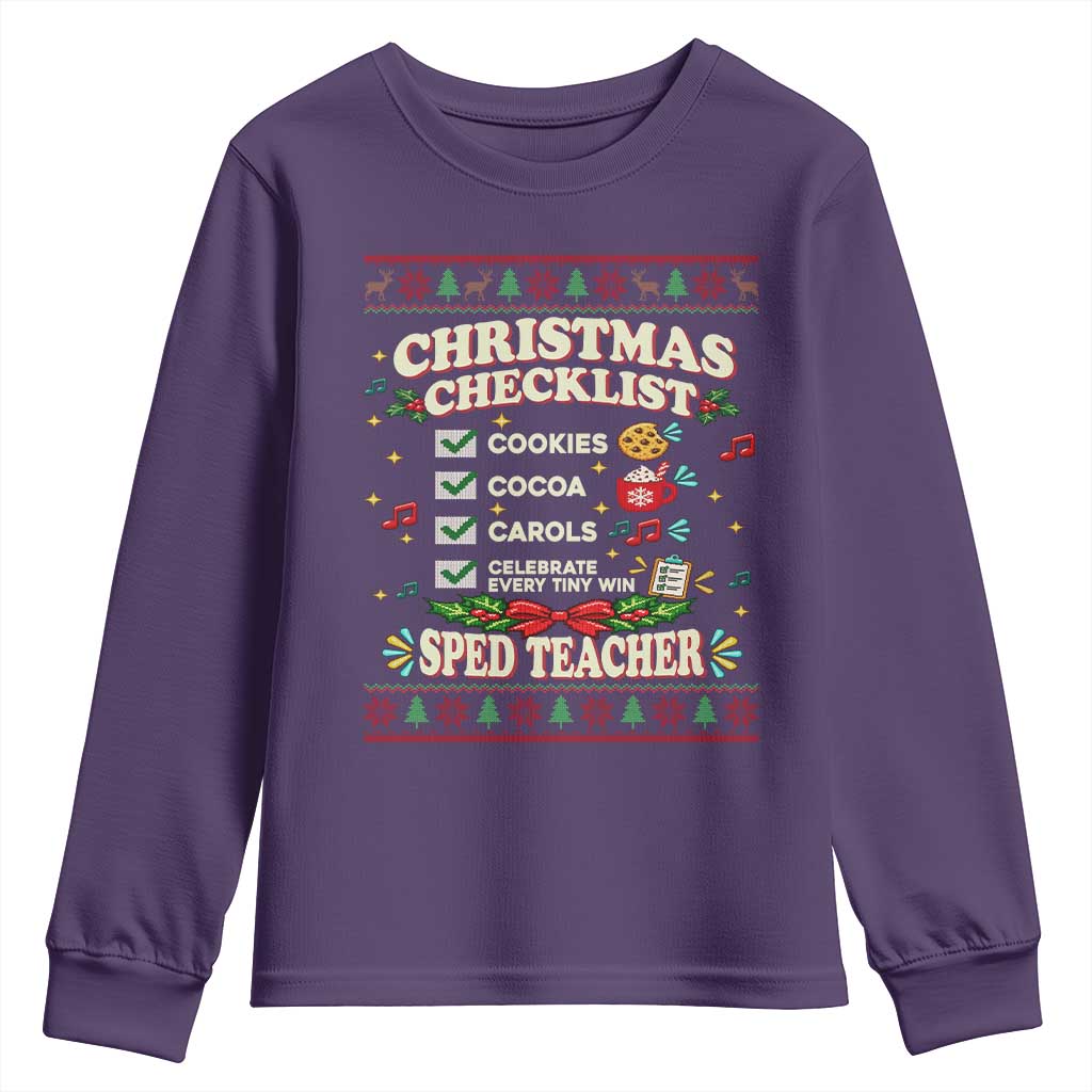 Christmas Checklist SPED Teacher Youth Sweatshirt Celebrate Every Tiny Win TS12