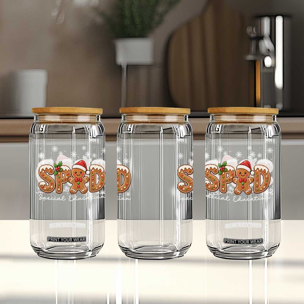 Christmas Gingerbread SPED Teacher Glass Can Cookie Holiday Educator Gift TS12