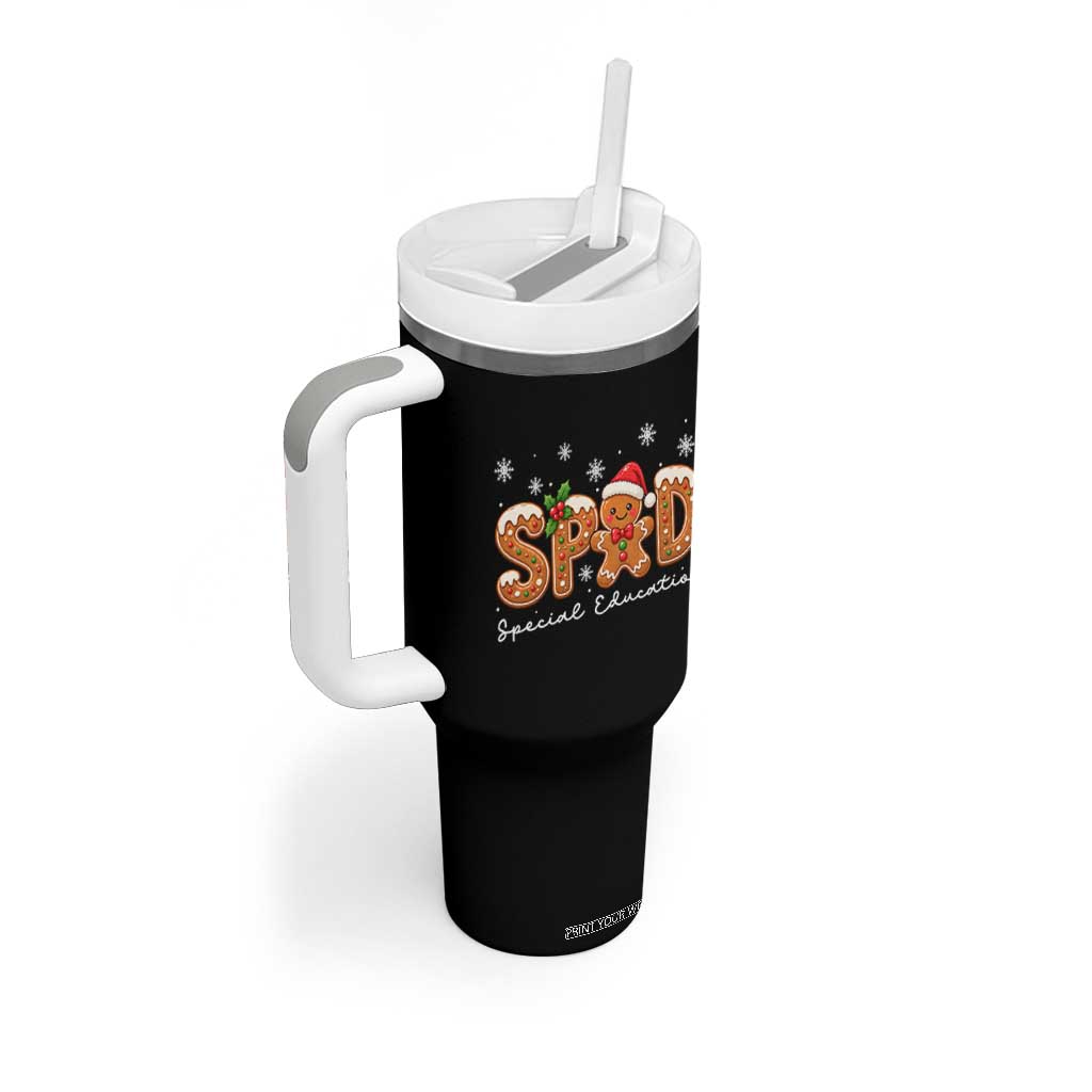 Christmas Gingerbread SPED Teacher Tumbler With Handle Cookie Holiday Educator Gift TS12