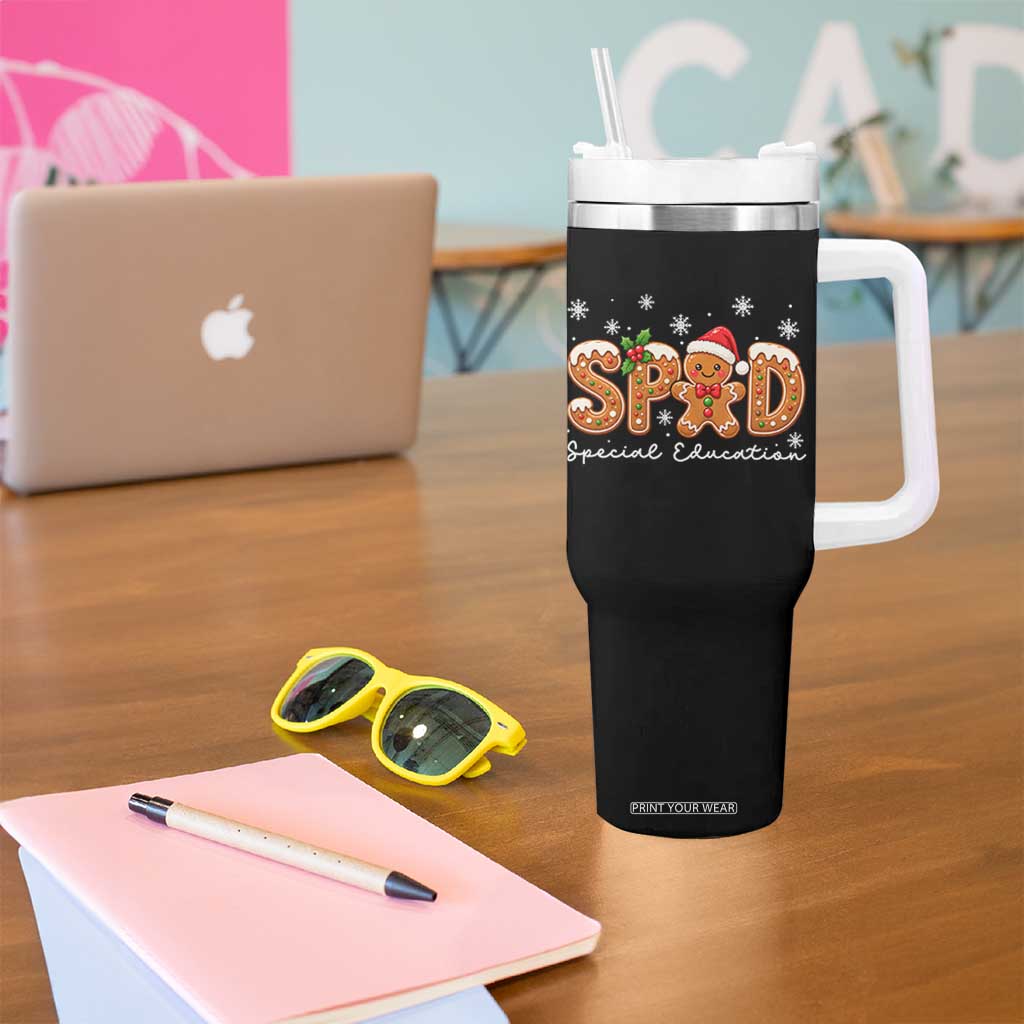 Christmas Gingerbread SPED Teacher Tumbler With Handle Cookie Holiday Educator Gift TS12