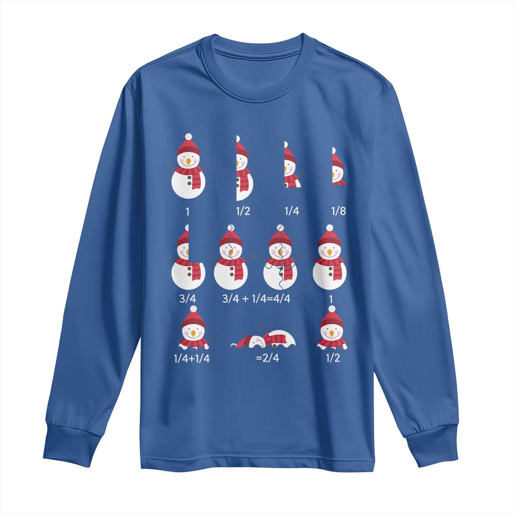 Christmas Math Teacher Long Sleeve Shirt Snowman Fractions Educational Equation Gift TS12