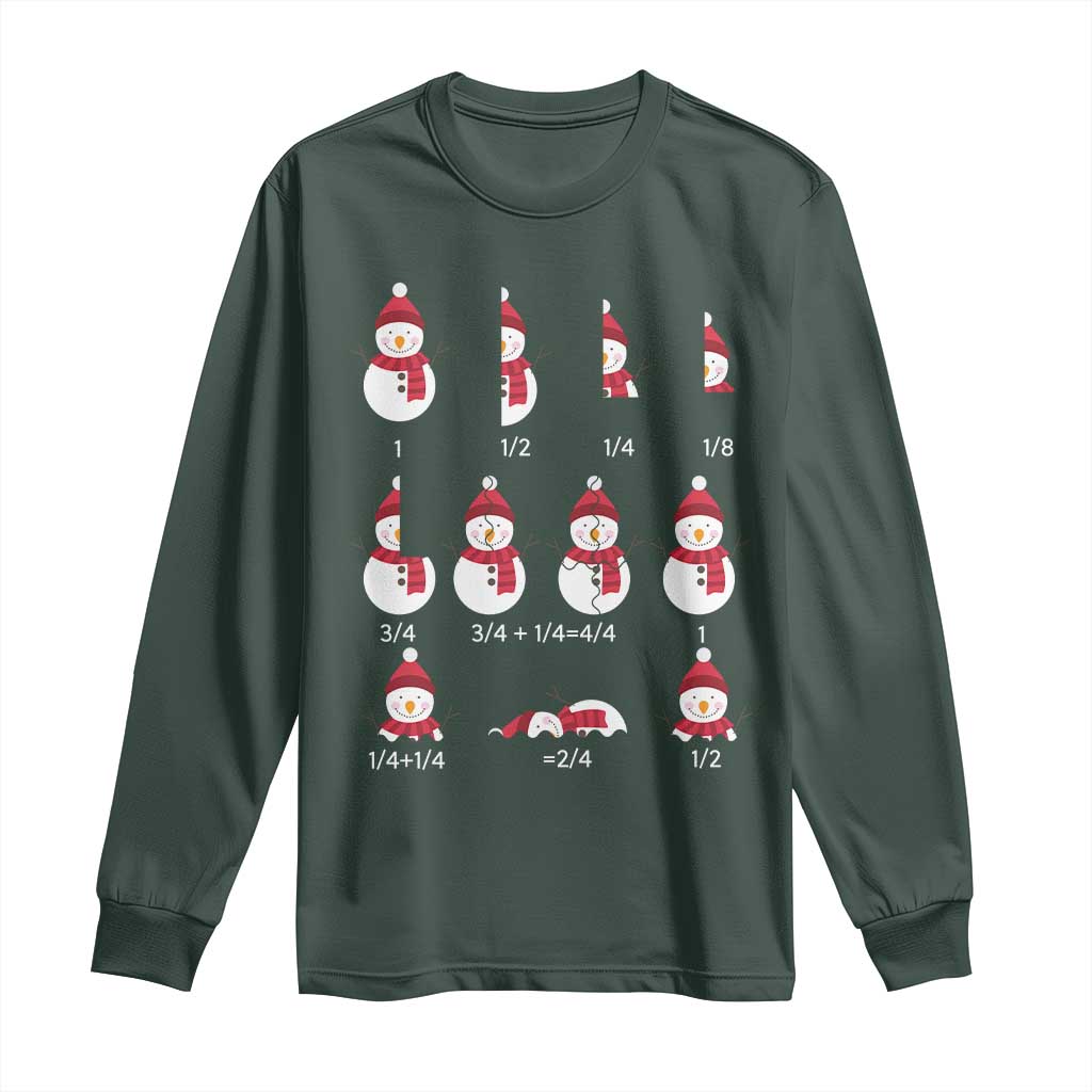 Christmas Math Teacher Long Sleeve Shirt Snowman Fractions Educational Equation Gift TS12