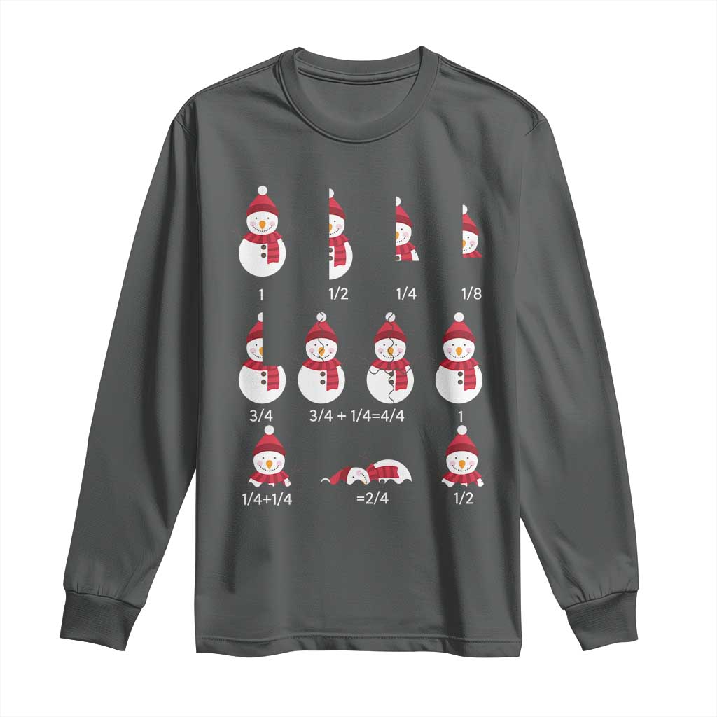 Christmas Math Teacher Long Sleeve Shirt Snowman Fractions Educational Equation Gift TS12