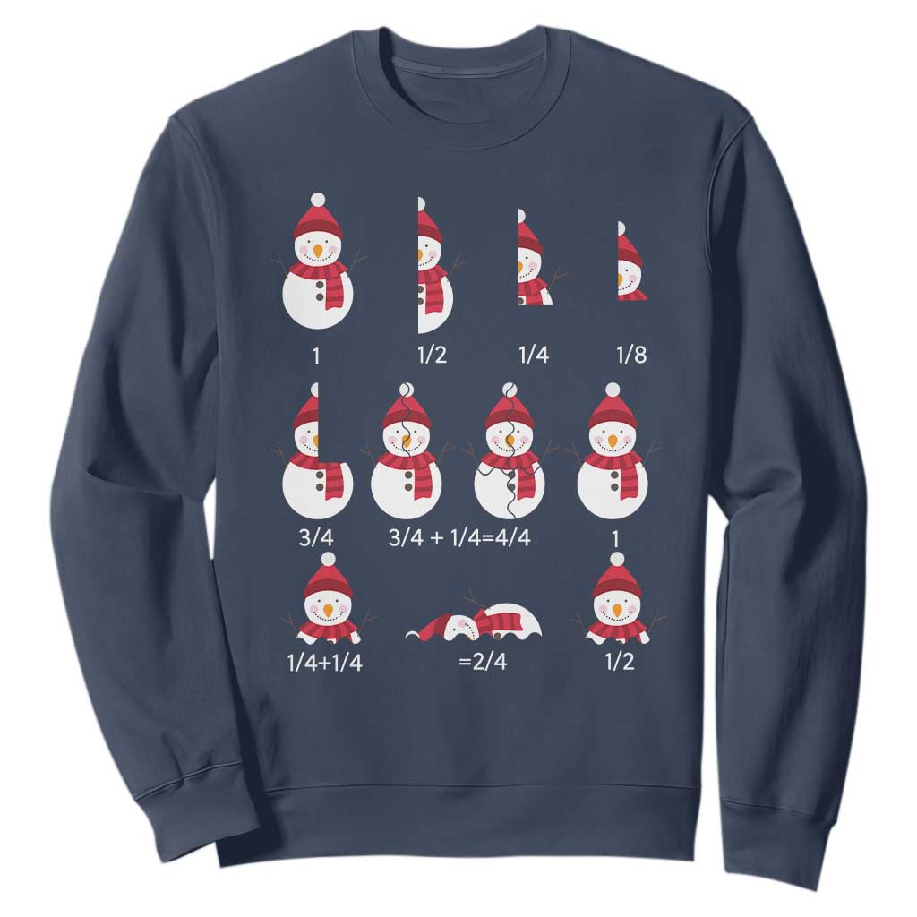 Christmas Math Teacher Sweatshirt Snowman Fractions Educational Equation Gift TS12
