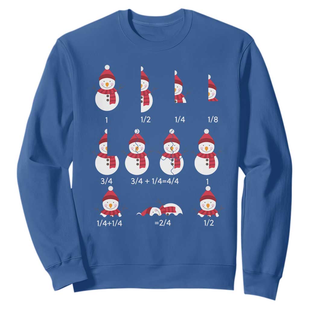 Christmas Math Teacher Sweatshirt Snowman Fractions Educational Equation Gift TS12