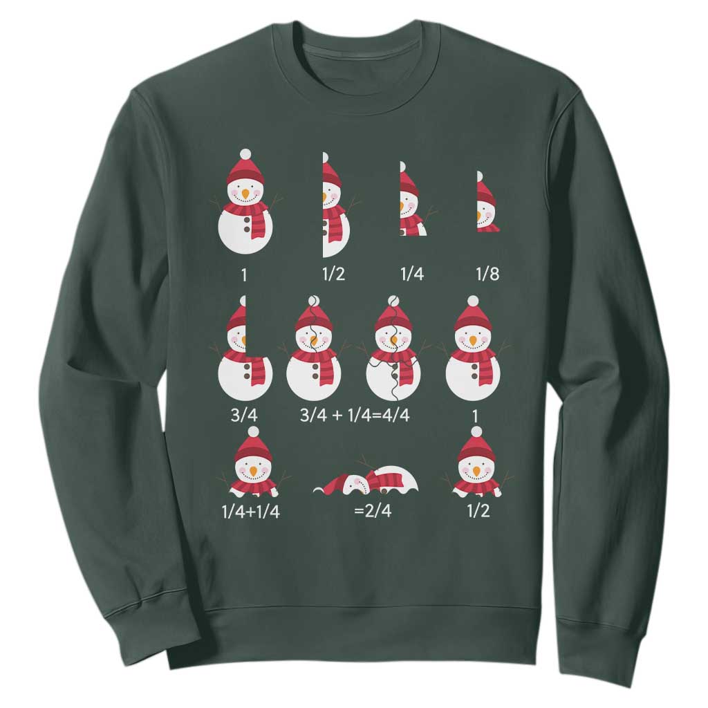 Christmas Math Teacher Sweatshirt Snowman Fractions Educational Equation Gift TS12