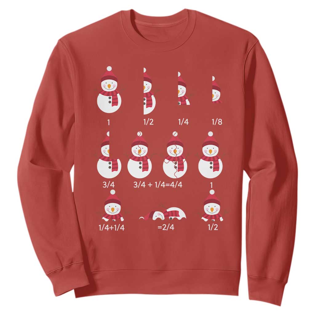 Christmas Math Teacher Sweatshirt Snowman Fractions Educational Equation Gift TS12