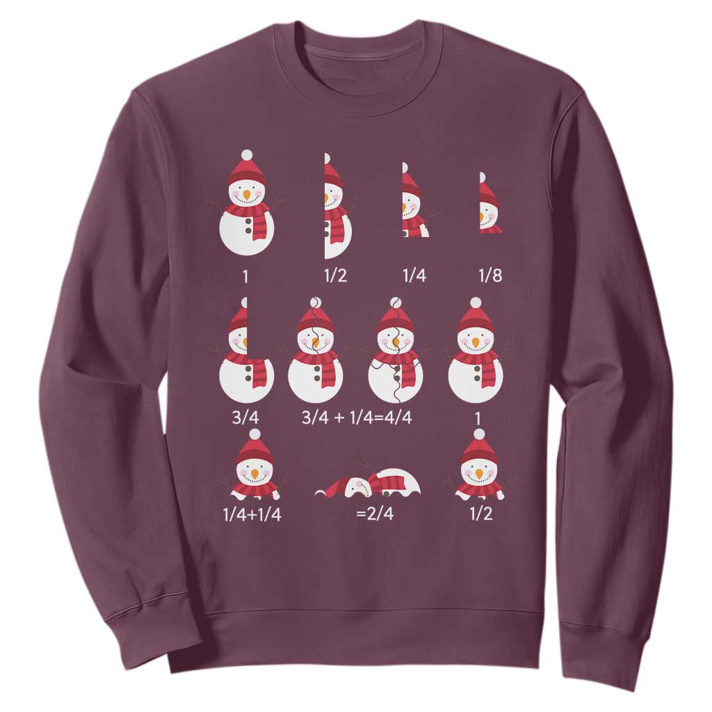 Christmas Math Teacher Sweatshirt Snowman Fractions Educational Equation Gift TS12