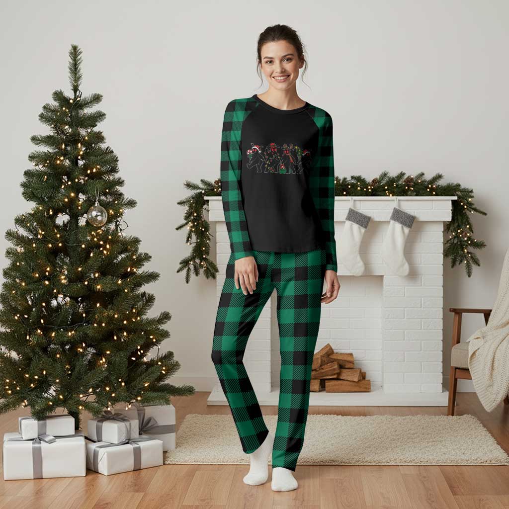 Christmas Mothman Plaid Pajama Set Funny Thicc Cryptid Playful Folklore Holiday Booty TS10