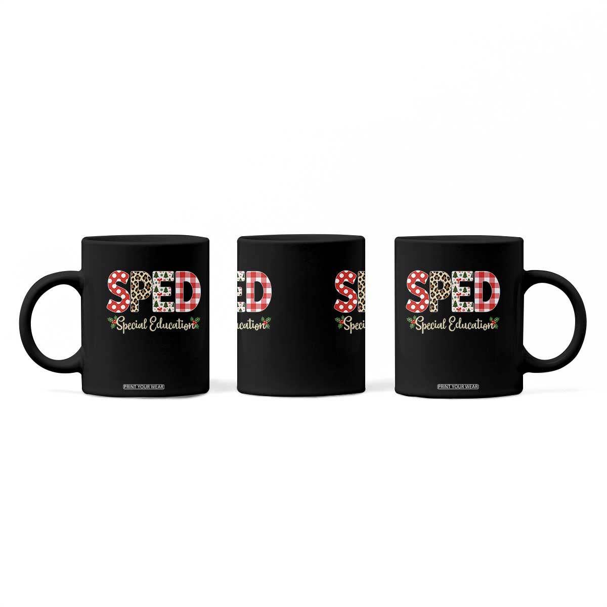 Christmas SPED Teacher Coffee Mug Leopard Plaid Special Education Educator Gift TS12