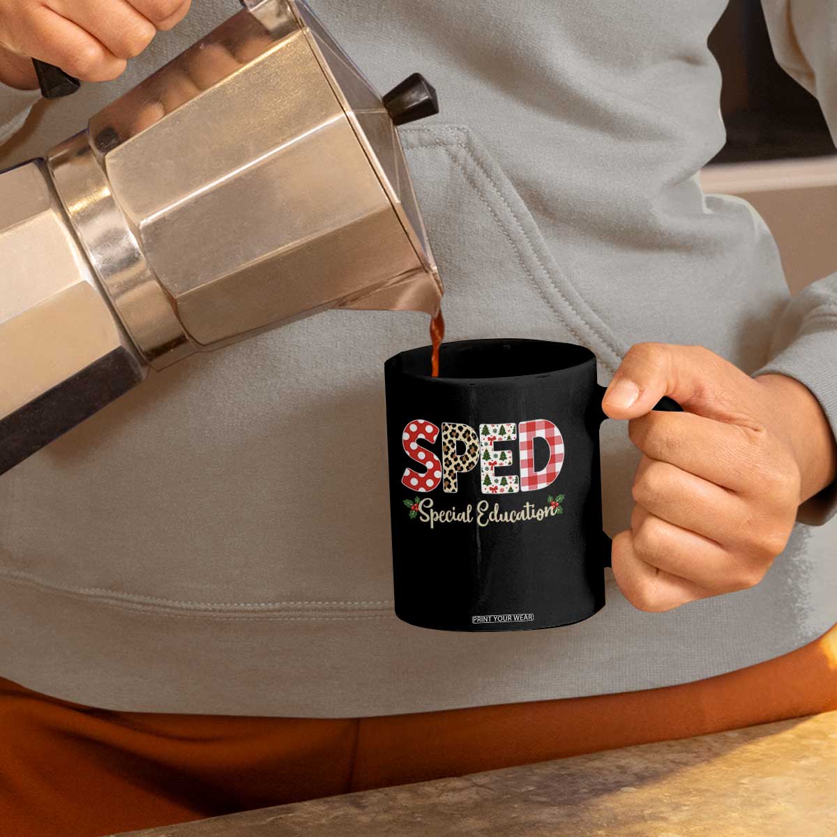 Christmas SPED Teacher Coffee Mug Leopard Plaid Special Education Educator Gift TS12