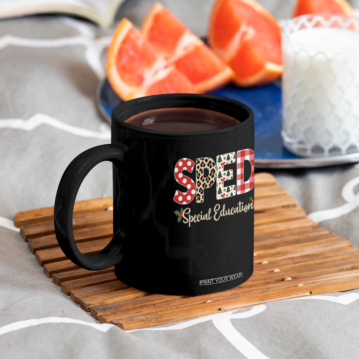 Christmas SPED Teacher Coffee Mug Leopard Plaid Special Education Educator Gift TS12